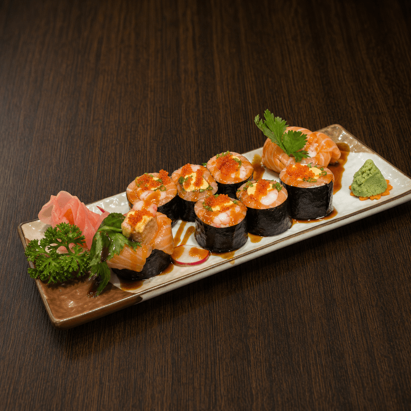 Roll sashimi cá hồi: cuộn sushi tươi béo cho fan salmon